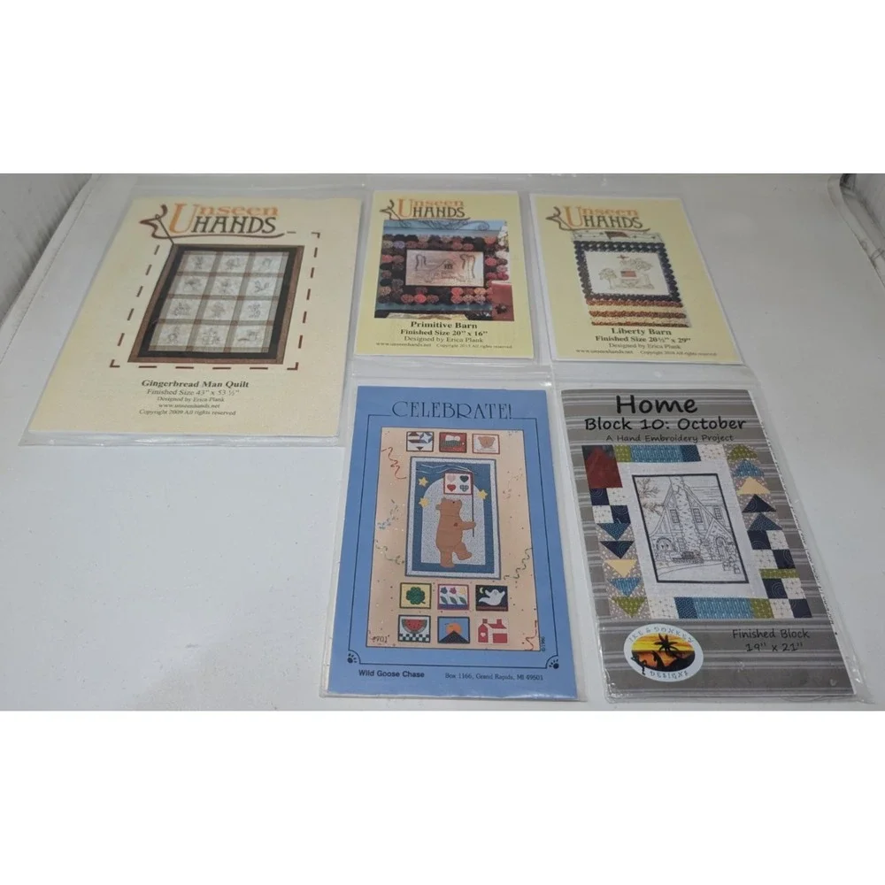 Unseen Hands Quilt Pattern Lot Gingerbread Man Primitive Liberty Barn Rustic